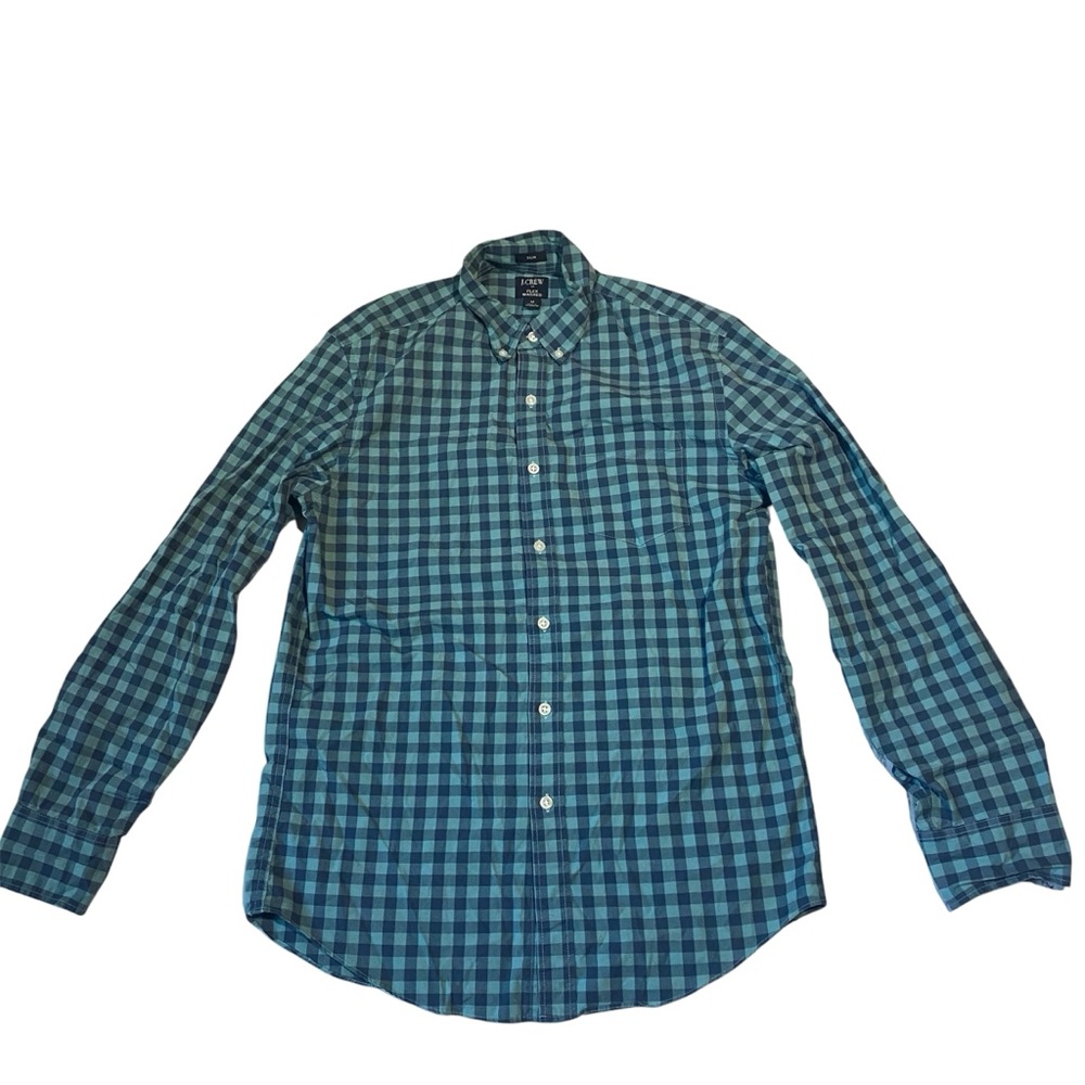 J. Crew Factory Men’s Blue Slim Fit Gingham Flex Casual Shirt